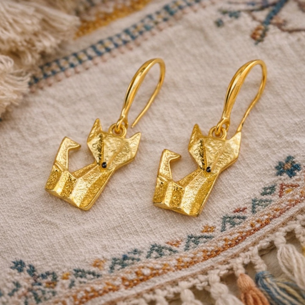 Origami Fox Dangle Earrings